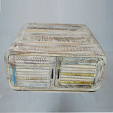 SALVAGE Reclaimed Timber 4 Doors Coffee Table White 80x80x45CM